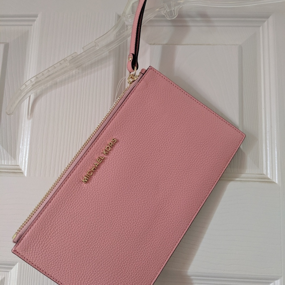 Michael Kors Large Zip Clutch Wristlet Genuine Lea